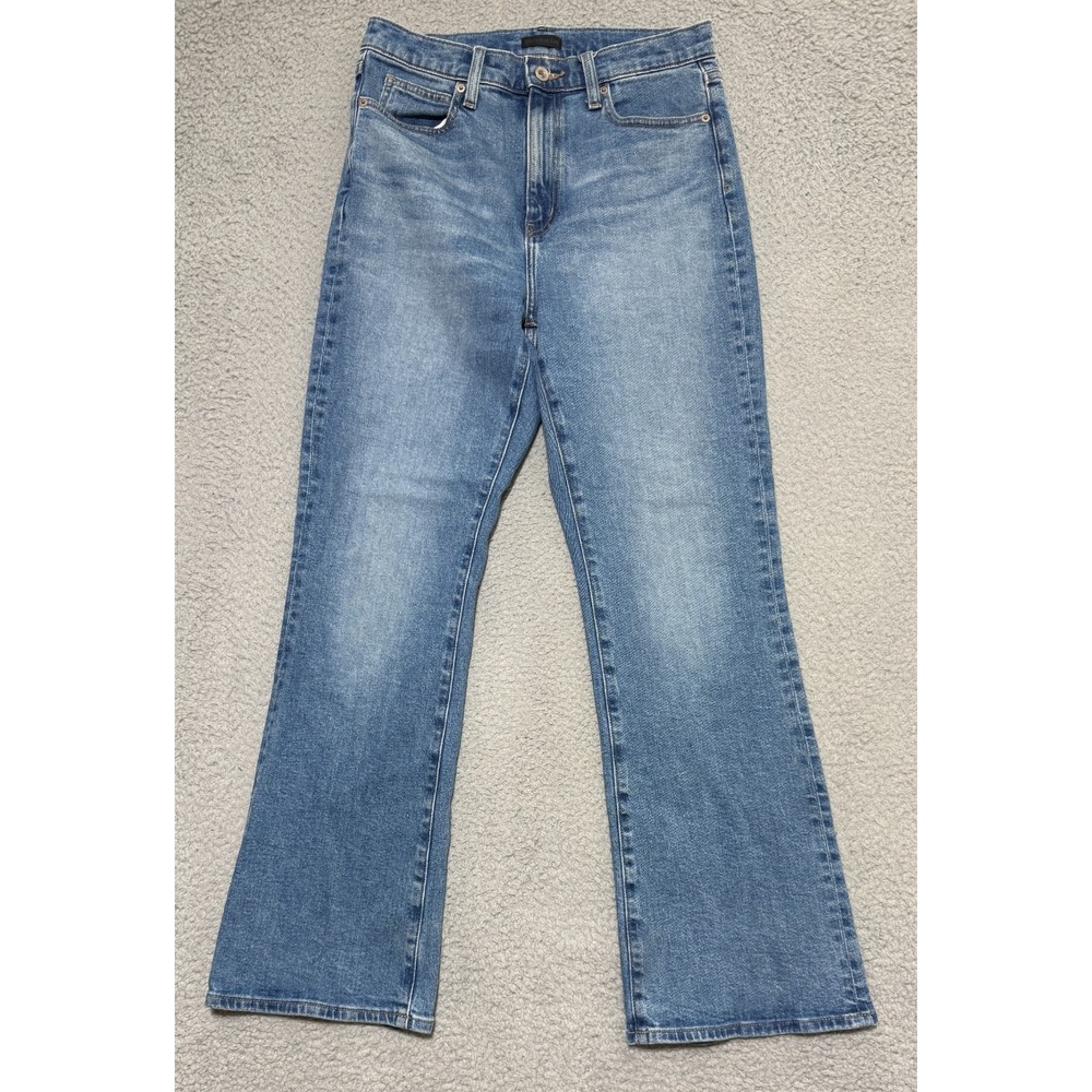 Uniqlo Kaihara Denim Jeans Flared Slim Fit High Rise Womens 28x28 Stretch